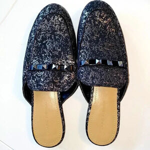 Marc Fisher Black and Silver Mules Size 6
